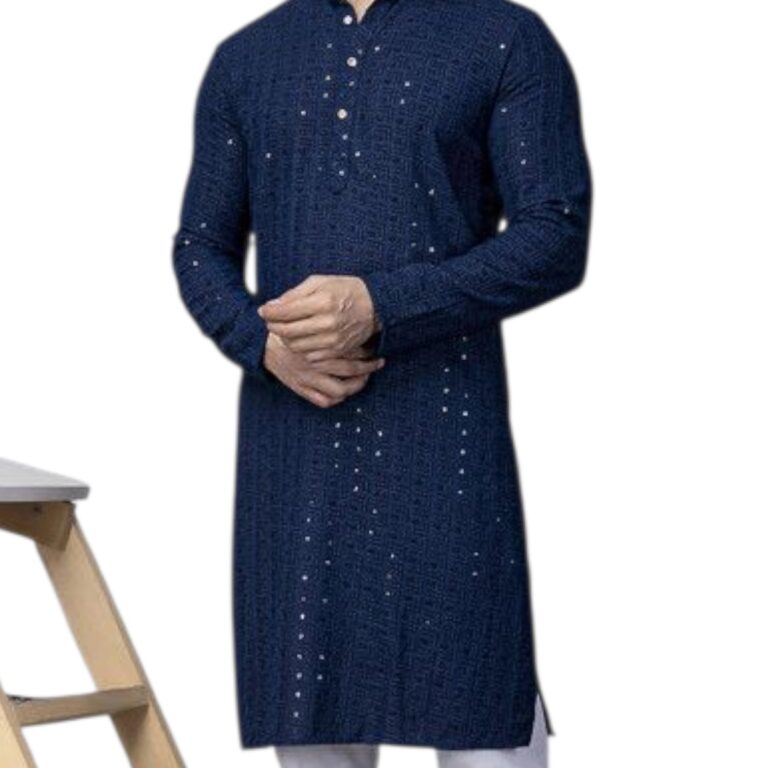 Close up of Men Kurta with sequin work
