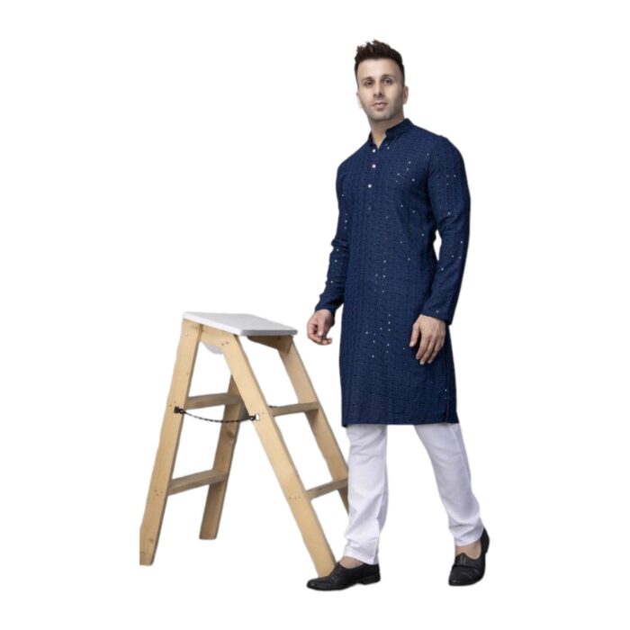 Model wearing Blue colored sequin kurta | Indian Traditional wear