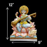 Dimensions of Saraswati murti on a lotus