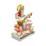Side profile view of Saraswati Idol - 12 inch | Composite Marble