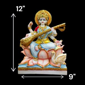 Dimensions of Saraswati murti on a lotus