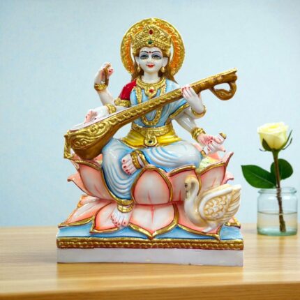 Goddess Saraswati Idol - 12 inch | Composite Marble