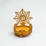 Metal diya with Om | Shadow Diya with Om