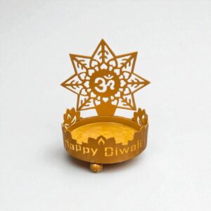 Metal diya with Om | Shadow Diya with Om