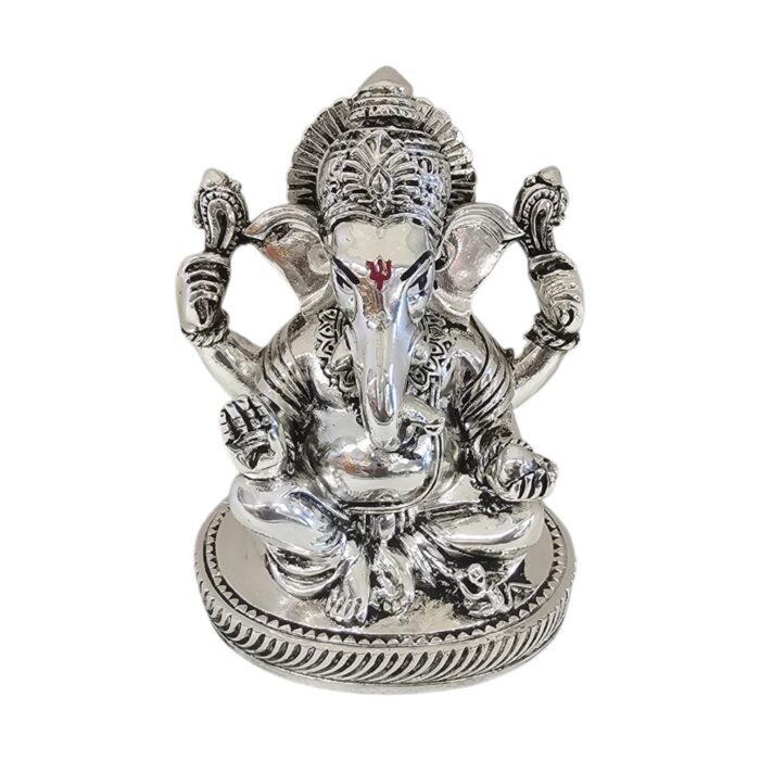 Silver plated Ganesh statue for Home mandir