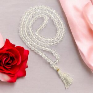 Diamond cut Sphatik Japa Mala with 108 beads