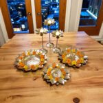 Taj Hammered Iron Urli bowl Set with Floating Diyas for Diwali and Christmas home decor | 6 pc urli bowl set