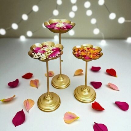 Buy Diwali decorations in Canada/USA | Taj Urli Stand Set of 3 for floating Candles and flowers