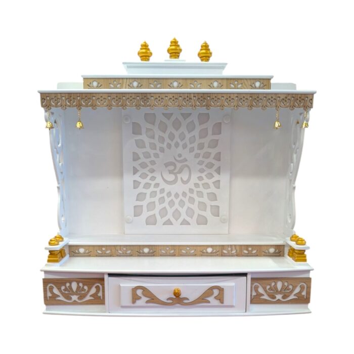 Front view of the mandir with laser cutting