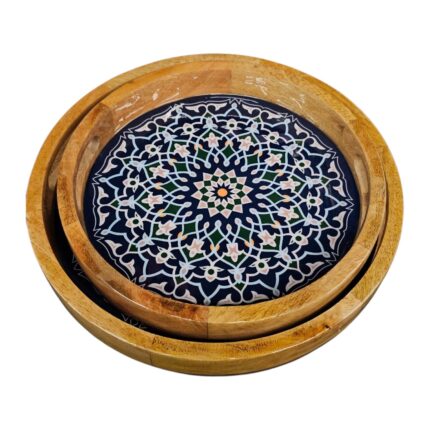 Perfect addition to your kitchen High gloss mango wood tray set of 2 | Serving tray set