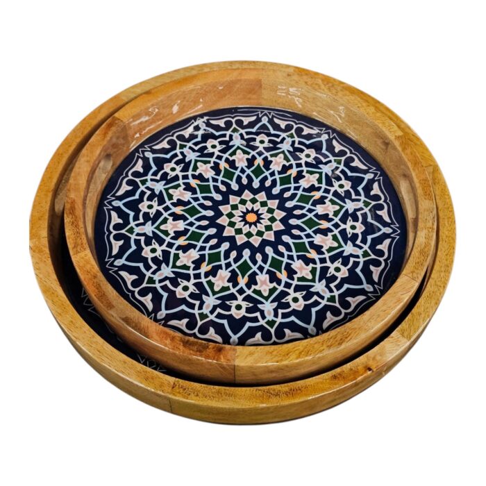 Perfect addition to your kitchen High gloss mango wood tray set of 2 | Serving tray set