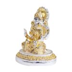 Side profile view of Silver plated Lakshmi Idol