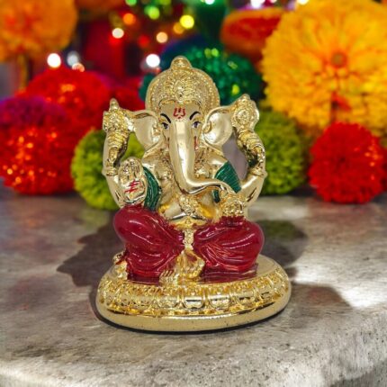 Gold plated Ganesha Idol - 4 inch | Perfect size for home mandir Ganesh murti