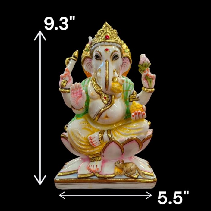 PXL_20251014_171059736 (1).jpg Ganesha Idol - 9.3 inch - White Gold finish | Composite Marble Murti - Image 5
