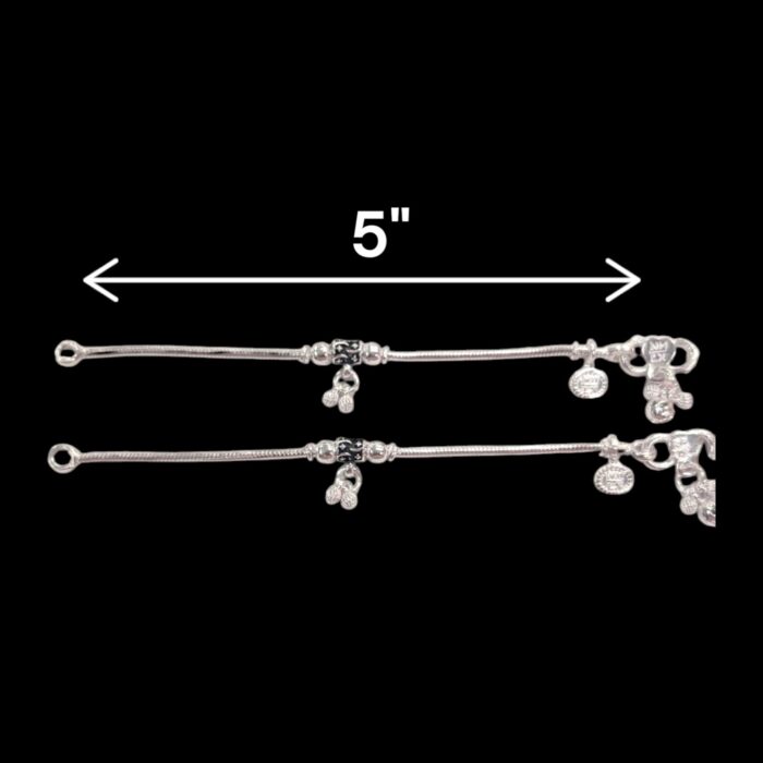 Pair of Pure Silver Anklet - 5 inch | Pure Silver Anklet for Baby - Image 3