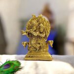 Brass Radha Krishna - with peacock - Small
