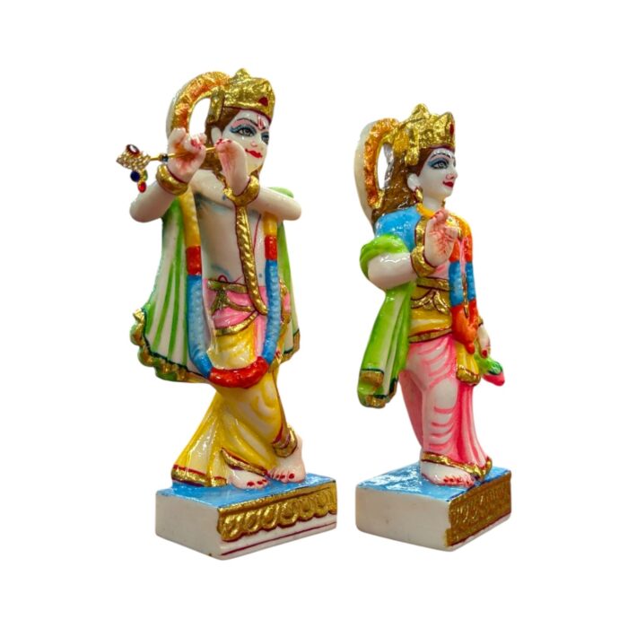 Side profile view of Radha and Krishna Idol
