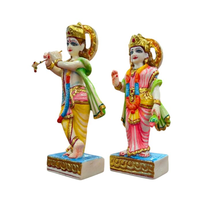 Side profile view of Radha and Krishna Idol