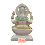 Ganesha Idol - 9.3 inch - White Gold finish | Composite Marble Murti - Image 6
