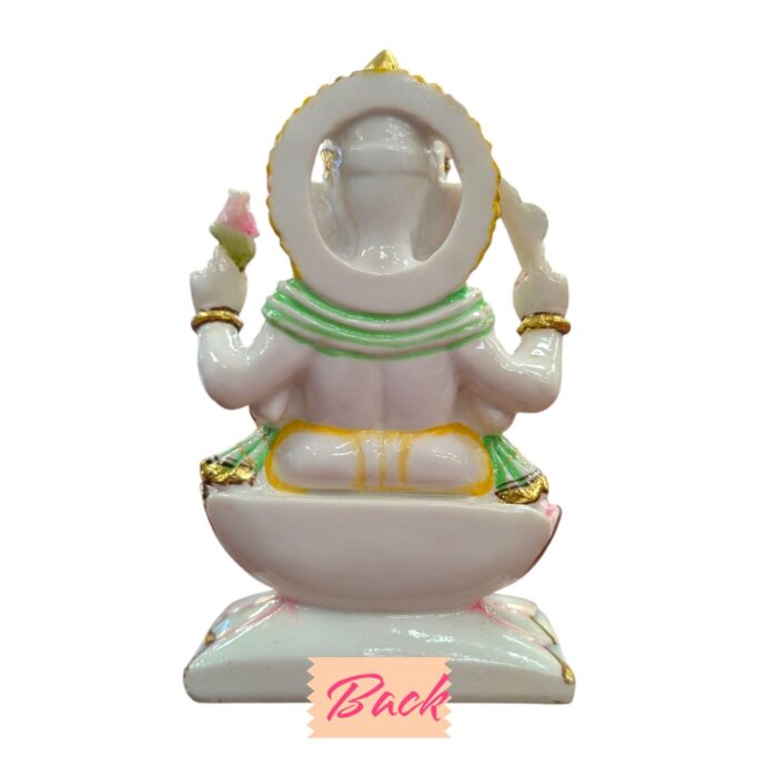 Photoroom-20251014_141323_1.jpg Ganesha Idol - 9.3 inch - White Gold finish | Composite Marble Murti - Image 6