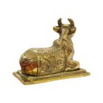 5 Inches Brass Nandi Cow Idol | Nandi Statue for Home Temple - Image 4