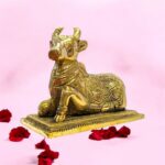 5 Inches Brass Nandi Cow Idol | Nandi Statue for Home Temple