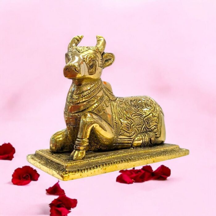 Photoroom-20251027_155131_4 (1).jpg 5 Inches Brass Nandi Cow Idol | Nandi Statue for Home Temple - Image 1