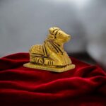 2 Inches Brass Nandi Cow Idol | Nandi Statue for Home Temple