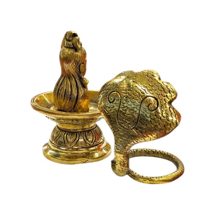 Photoroom-20251027_182034_1.jpg Nandi Shivling Brass Statue | Shiva lingam with Nagraj in Brass - Image 8