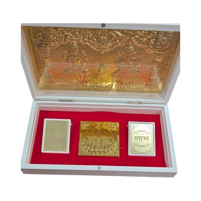 Gold Plated Divinity gift Box - Lakshmi Ganesh - Image 3
