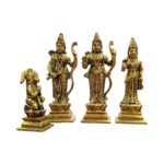 Close up of Ram Darbar Idol set with Ram, Sita, Lakshman and Hanuman