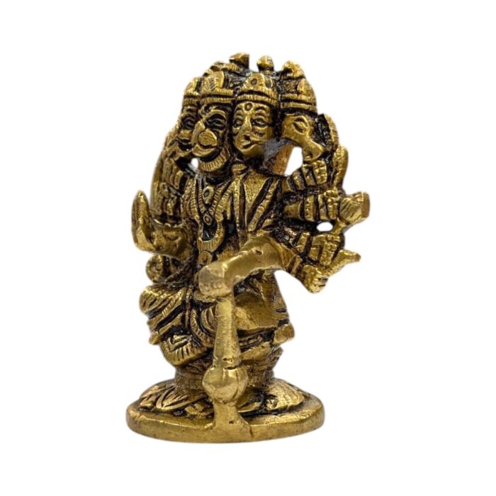 Brass Panchmukhi Hanuman Statue – 3.5 inch - Image 3