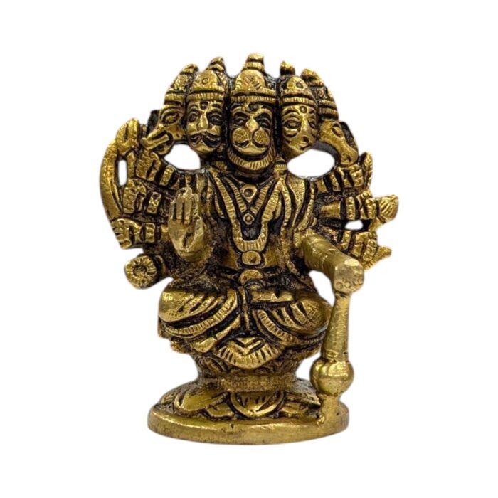 Brass Panchmukhi Hanuman Statue – 3.5 inch - Image 5