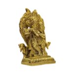 Brass Radha Krishna - with peacock - Small - Image 4