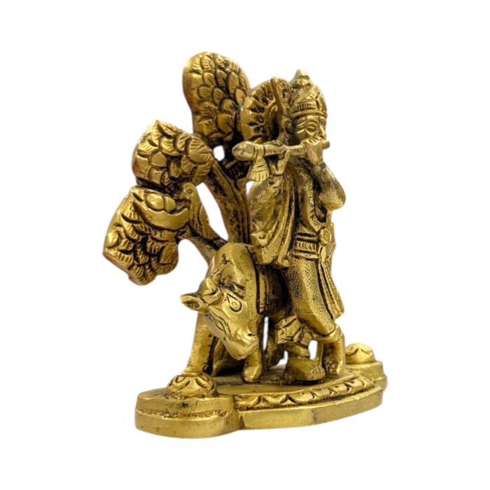 Brass Krishna - with cow - Large - Image 4
