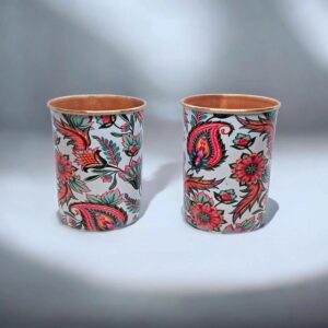 Printed Copper water tumbler | Set of 2 Copper Glass