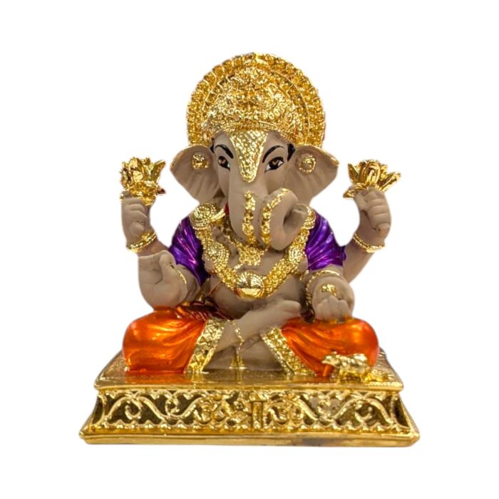 Close up of Gold plated Dagdusheth Ganesha Idol Close up of Gold plated Dagdusheth Ganesha Idol
