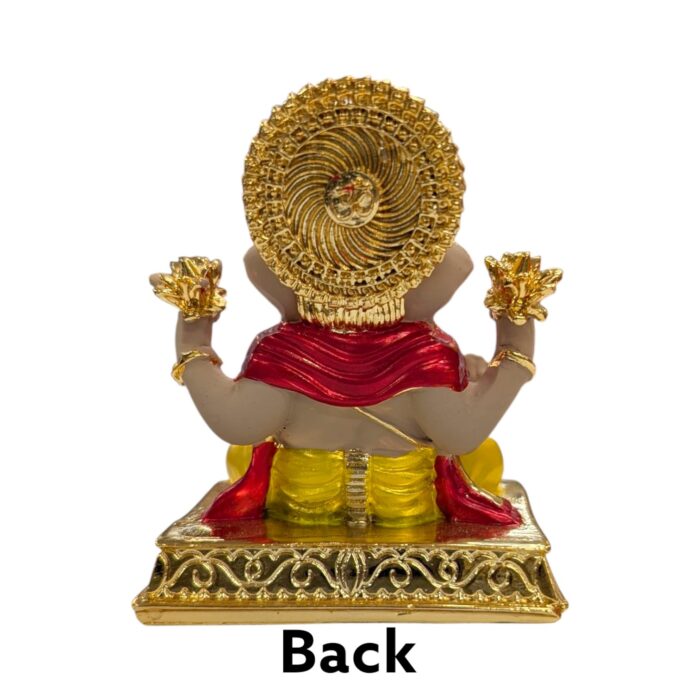 Backside profile view of Gold plated Dagdusheth Ganesha Idol Backside profile view of Gold plated Dagdusheth Ganesha Idol