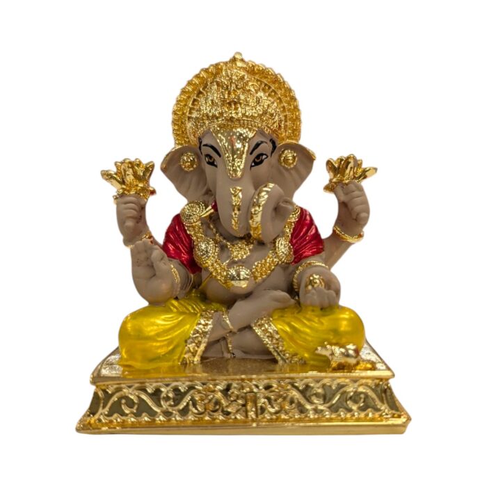 Close up of Gold plated Dagdusheth Ganesha Idol Close up of Gold plated Dagdusheth Ganesha Idol