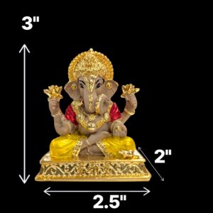 Dimensions of Dagdusheth Ganesha Idol - 3 Inches | Car Dashboard Idol
