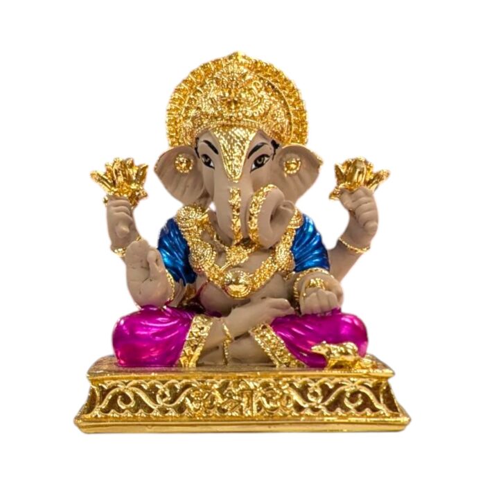 Close up of Gold plated Dagdusheth Ganesha Idol Close up of Gold plated Dagdusheth Ganesha Idol