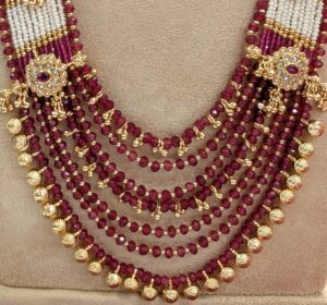 Close up of semi precious maharani haar | Ethnic Indian Jewellery