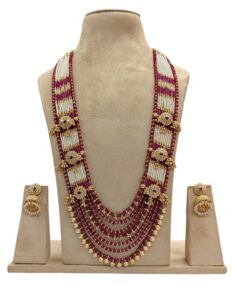 Exclusive Maharani haar set with kundan and AD stones.