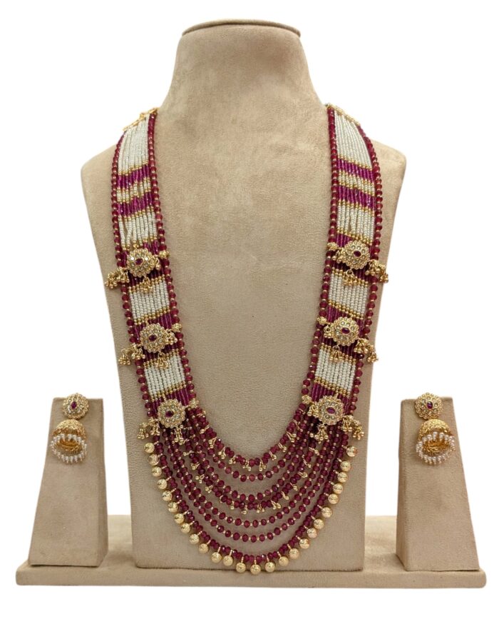 Exclusive Maharani haar set with kundan and AD stones.