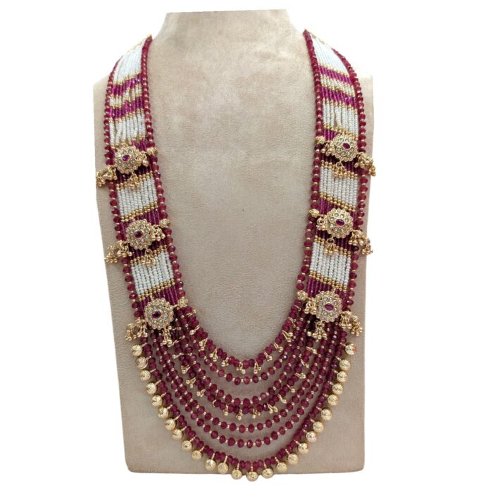 Maharani haar with earring | Semi Precious Necklace and Earring Set - Image 7