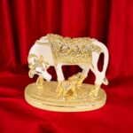 Gold Plated Small Kamdhenu - Cow and Calf