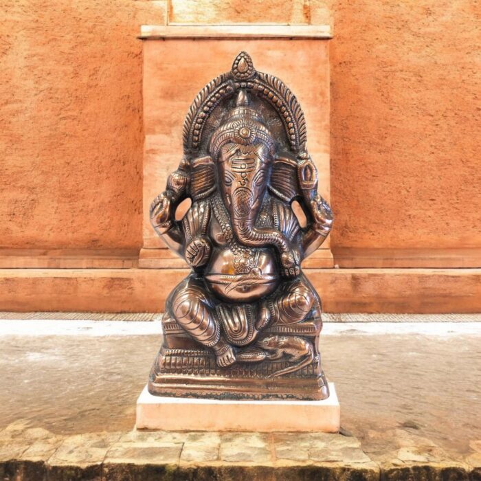 Copper metal Ganesha Statue - 14 inch | Great Gift Idea for Foyer or Living room Decor