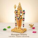 Lord Murugan, also known as Kartikeya, Skanda, or Subramanya Gold Plated Statue