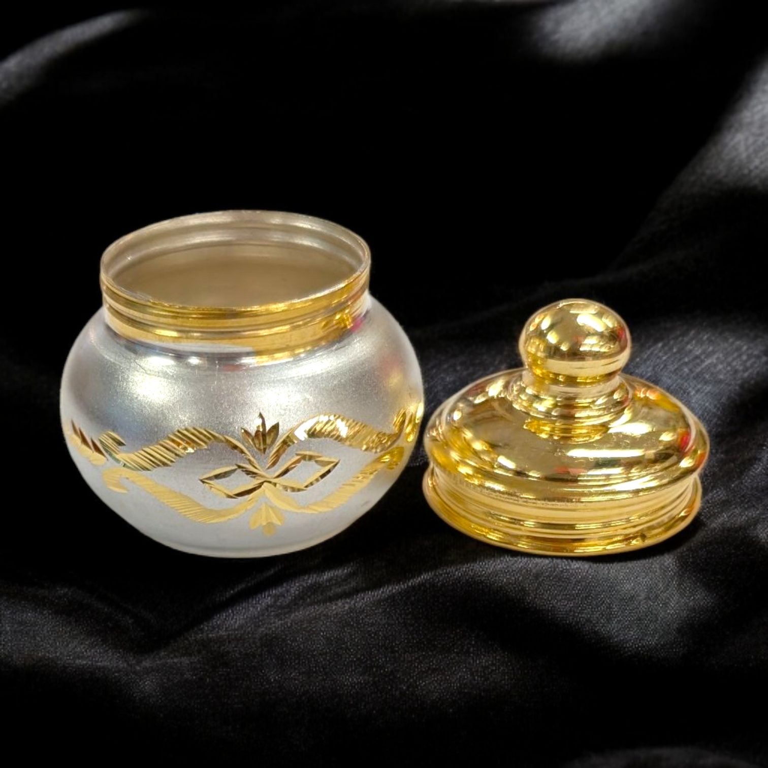 Silver Box with 24K Gold Plating | Chandi Ki dabbi - 2 inches Silver Kumkum Box with 24K Gold Plating | Chandi Ki dabbi - 2 inches