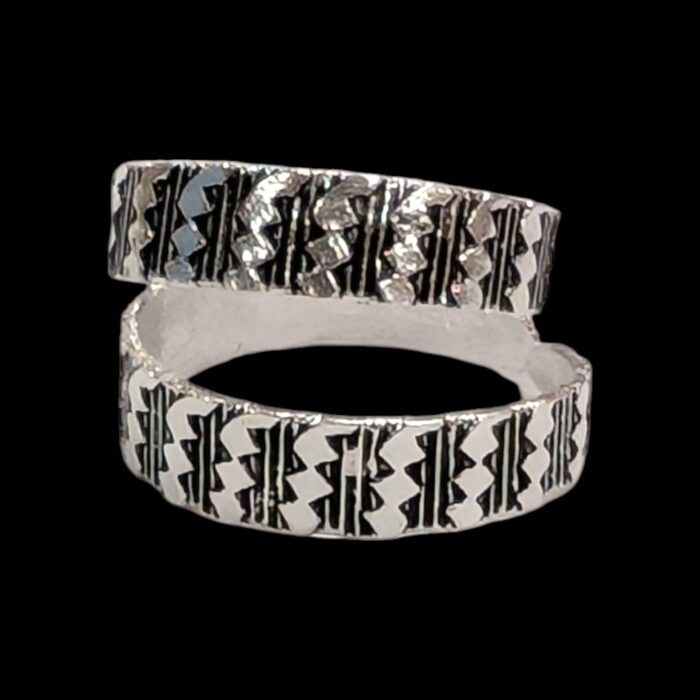 Close up of silver tor rings